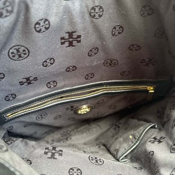 TORY BURCH T SUKI black fold over leather bag Messenger - Picture 10 of 13